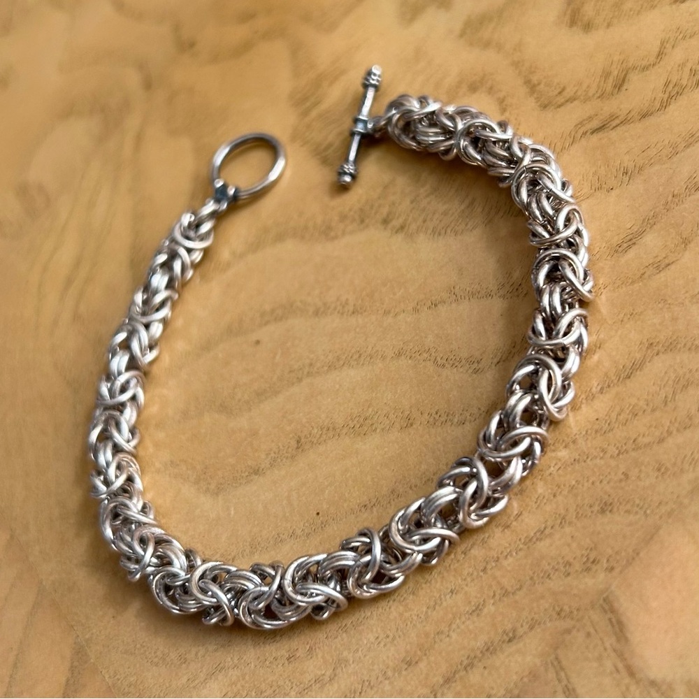 Sterling Silver Byzantine Chain Bracelet - Picture 3 of 5